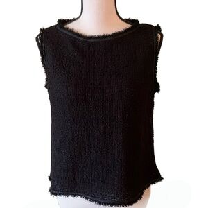 Max Studio Black Knit Raw Edge Sleeveless Top Size Small